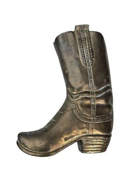 Vintage Brass Cowboy Boot 10 Inch Statue Western Decor Rustic Cowboycore Rodeo